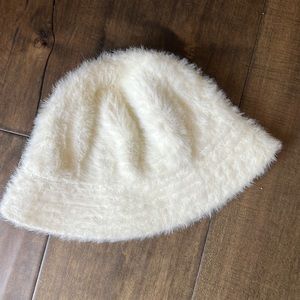 Urban Outfitters White fuzzy bucket hat